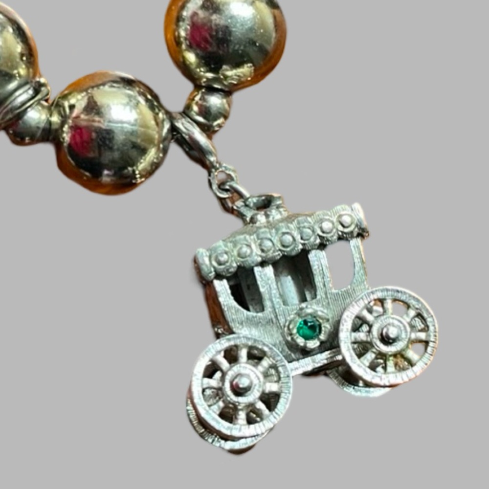 Vintage Monet Bracelet Rare with Charms Silver Tone Signed - Picture 6 of 14